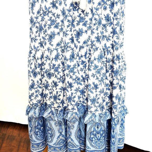 R.Vivimos Summer Floral Print Maxi Short Bell Sleeve Dress Size L - Picture 6 of 15